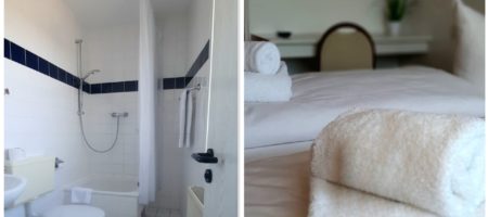 Bad & Ansicht des Doppelzimmers